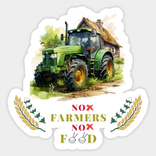 No Farmers No Food with tractor car Sticker